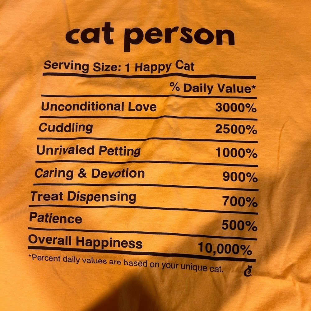 Cat Person Nutrition Label Tee